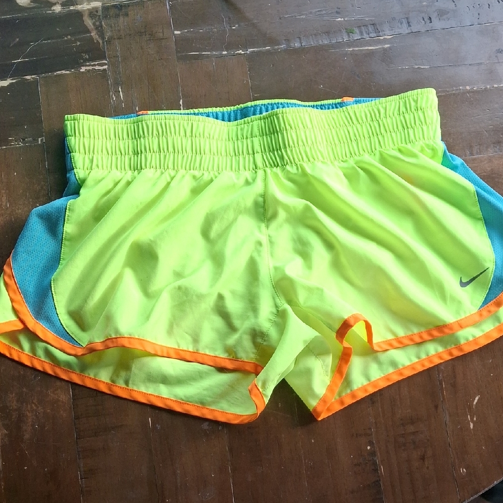 Nike Dri-FIT Lime Green Shorts with Orange Accent